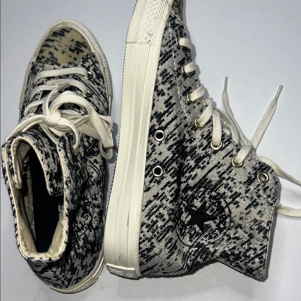 New Converse Black and Cream Textured High-Tops - Picture 4 of 10